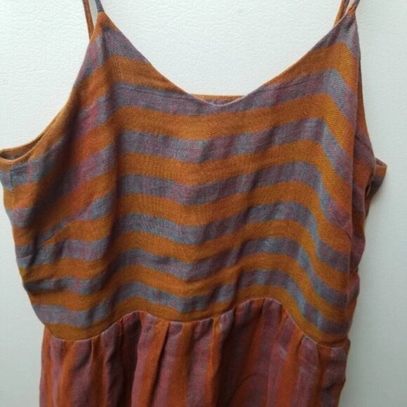 Loup Orange Purple Striped Summer Midi Dress Linen Viscose S - Picture 7 of 9